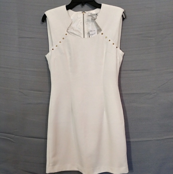Forever 21 sleeveless dress cream/gold sz small - Picture 6 of 6